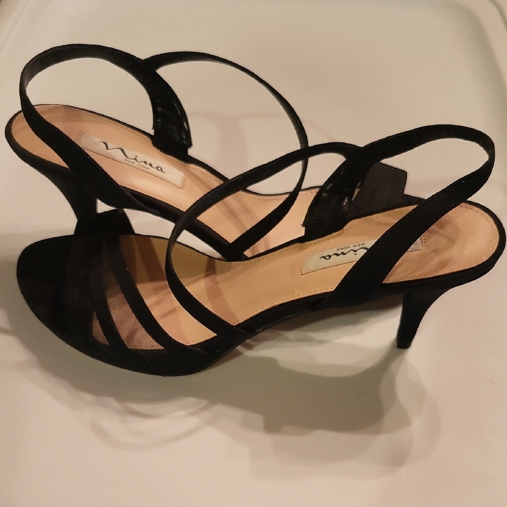 Nina Elegant Black Strappy Heels